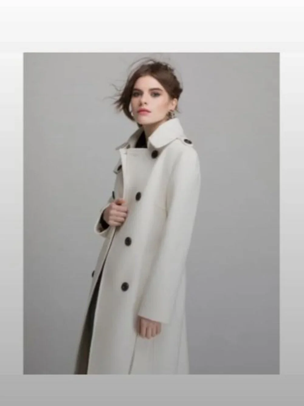 Burberry Cream/White Double Breasted Belted Cashmere‎ Wool Trench Coat US Size 4 - Picture 7 of 9